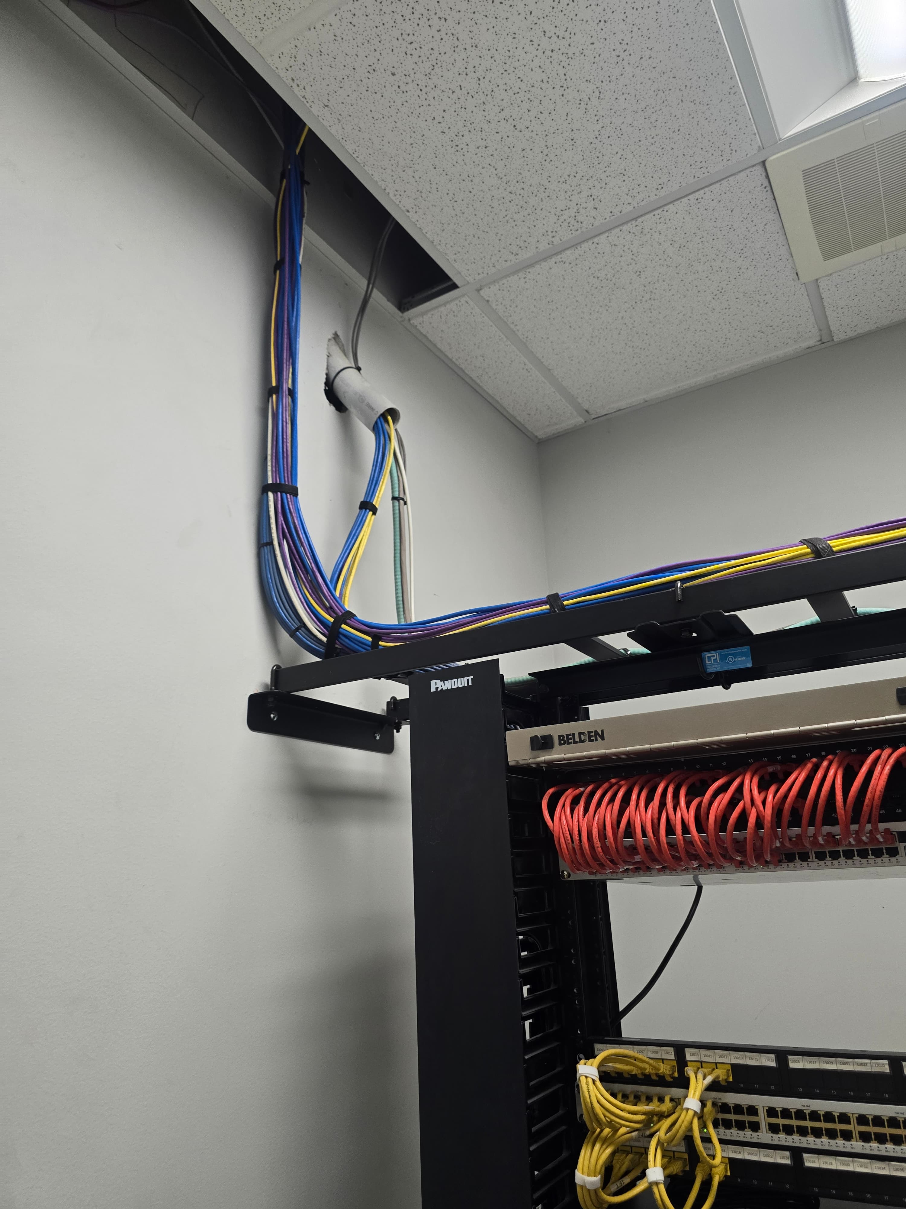 Copper patch cable termination in a network rack