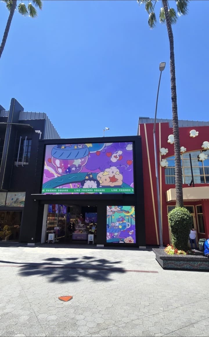 Completed retail storefront LED video wall running live content