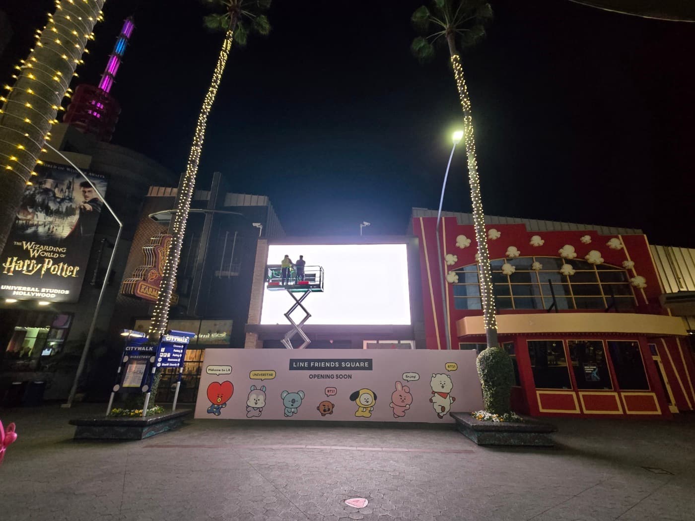 Retail storefront LED video wall staged and powered up before content go-live